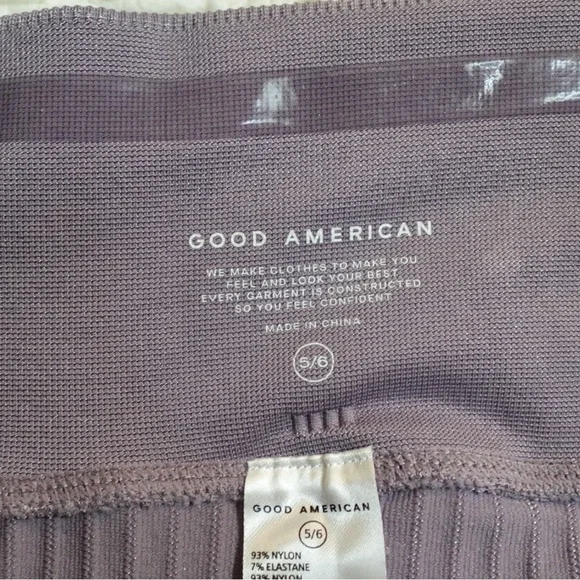 GOOD AMERICAN LEGGINGS WIDE RIB SHINE CLEAN SEAMLESS DUSTY VIOLET NWT - Picture 5 of 7